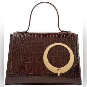 TRADEMARK Harriet Leather Satchel Croc Embossed Detachable Strap New w/ Defects
